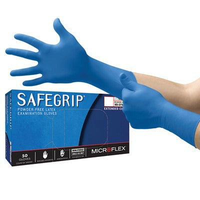 Microflex SafeGrip Blue 14.2 mil Latex Gloves Large